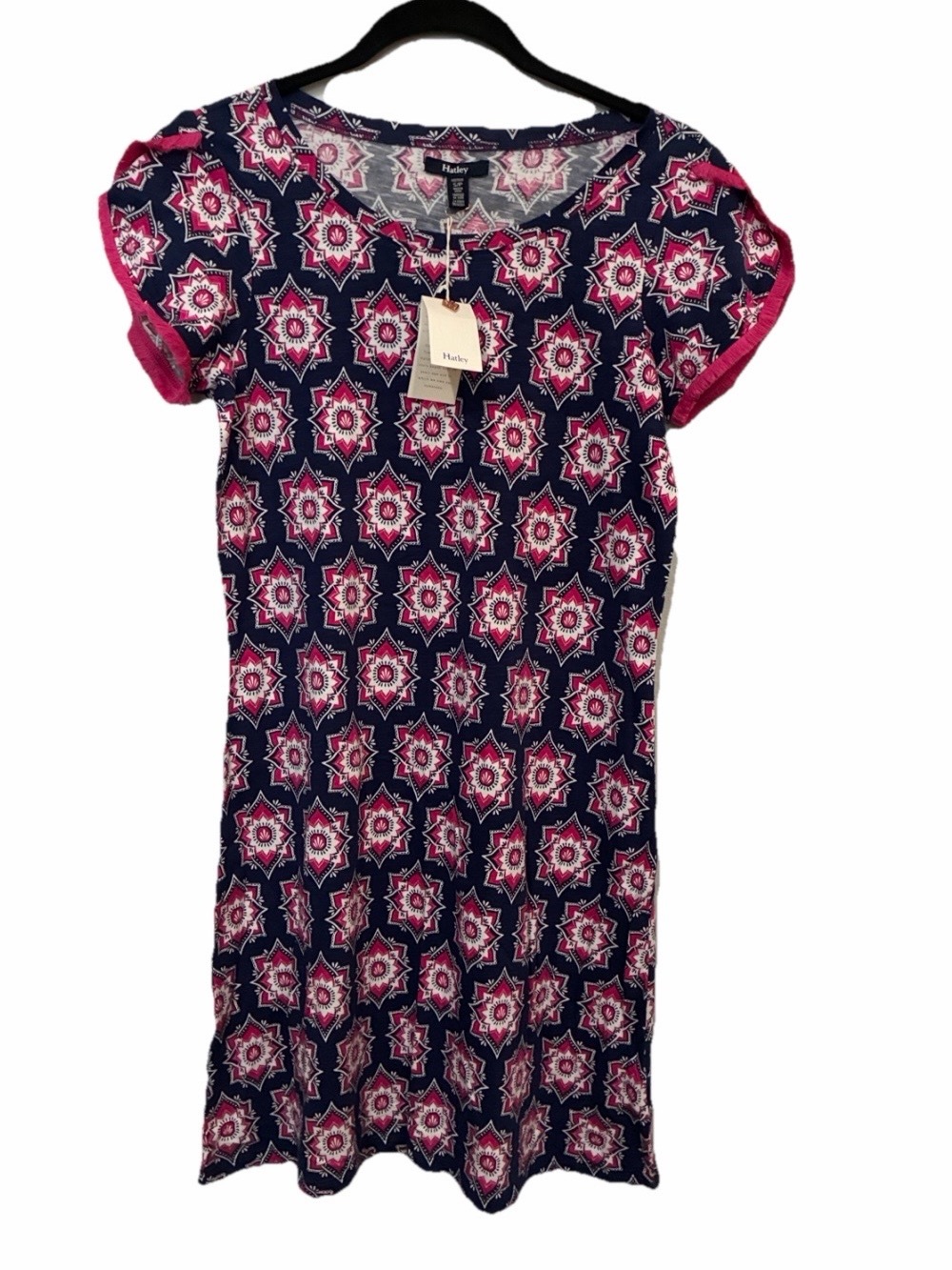 Hatley Navy and Pink Patterned Mila Midi Dress NWT